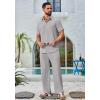 imageCOOFANDY Mens 2 Piece Outfits Casual Summer Beach Textured Button Down Shirt Loose Pants SetLight Grey