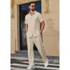 imageCOOFANDY Mens 2 Piece Outfits Casual Summer Beach Textured Button Down Shirt Loose Pants SetLight Khaki