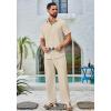 imageCOOFANDY Mens 2 Piece Outfits Casual Summer Beach Textured Button Down Shirt Loose Pants SetLight Khaki