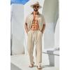imageCOOFANDY Mens 2 Piece Outfits Casual Summer Beach Textured Button Down Shirt Loose Pants SetLight Khaki