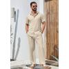 imageCOOFANDY Mens 2 Piece Outfits Casual Summer Beach Textured Button Down Shirt Loose Pants SetLight Khaki