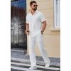 imageCOOFANDY Mens 2 Piece Outfits Casual Summer Beach Textured Button Down Shirt Loose Pants SetWhite