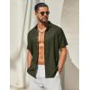 imageCOOFANDY Mens Button Down Shirt Short Sleeve Casual Shirts Linen Textured Summer Beach ShirtsArmy Green