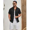 imageCOOFANDY Mens Button Down Shirt Short Sleeve Casual Shirts Linen Textured Summer Beach ShirtsBlack
