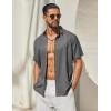 imageCOOFANDY Mens Button Down Shirt Short Sleeve Casual Shirts Linen Textured Summer Beach ShirtsDark Grey