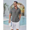 imageCOOFANDY Mens Button Down Shirt Short Sleeve Casual Shirts Linen Textured Summer Beach ShirtsDark Grey