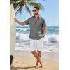 imageCOOFANDY Mens Button Down Shirt Short Sleeve Casual Shirts Linen Textured Summer Beach ShirtsDark Grey