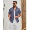 imageCOOFANDY Mens Button Down Shirt Short Sleeve Casual Shirts Linen Textured Summer Beach ShirtsGrey Blue