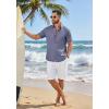 imageCOOFANDY Mens Button Down Shirt Short Sleeve Casual Shirts Linen Textured Summer Beach ShirtsGrey Blue