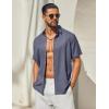 imageCOOFANDY Mens Button Down Shirt Short Sleeve Casual Shirts Linen Textured Summer Beach ShirtsGrey Blue