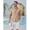 imageCOOFANDY Mens Button Down Shirt Short Sleeve Casual Shirts Linen Textured Summer Beach ShirtsKhaki