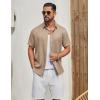 imageCOOFANDY Mens Button Down Shirt Short Sleeve Casual Shirts Linen Textured Summer Beach ShirtsKhaki
