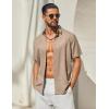 imageCOOFANDY Mens Button Down Shirt Short Sleeve Casual Shirts Linen Textured Summer Beach ShirtsKhaki
