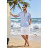 imageCOOFANDY Mens Button Down Shirt Short Sleeve Casual Shirts Linen Textured Summer Beach ShirtsLight Blue