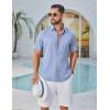 imageCOOFANDY Mens Button Down Shirt Short Sleeve Casual Shirts Linen Textured Summer Beach ShirtsLight Blue
