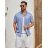 imageCOOFANDY Mens Button Down Shirt Short Sleeve Casual Shirts Linen Textured Summer Beach ShirtsLight Blue