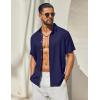 imageCOOFANDY Mens Button Down Shirt Short Sleeve Casual Shirts Linen Textured Summer Beach ShirtsNavy Blue
