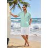 imageCOOFANDY Mens Button Down Shirt Short Sleeve Casual Shirts Linen Textured Summer Beach ShirtsSage Green