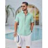 imageCOOFANDY Mens Button Down Shirt Short Sleeve Casual Shirts Linen Textured Summer Beach ShirtsSage Green