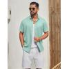 imageCOOFANDY Mens Button Down Shirt Short Sleeve Casual Shirts Linen Textured Summer Beach ShirtsSage Green