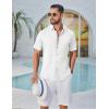imageCOOFANDY Mens Button Down Shirt Short Sleeve Casual Shirts Linen Textured Summer Beach ShirtsWhite