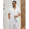 imageCOOFANDY Mens Button Down Shirt Short Sleeve Casual Shirts Linen Textured Summer Beach ShirtsWhite