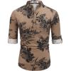 imageCOOFANDY Mens Cotton Linen Henley TShirt Long Sleeve Hippie Casual Beach TShirtsDark Khaki Floral