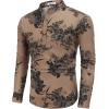imageCOOFANDY Mens Cotton Linen Henley TShirt Long Sleeve Hippie Casual Beach TShirtsDark Khaki Floral
