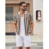 imageCOOFANDY Mens Knit Shirts Short Sleeve Button Down Polo Shirt Striped Casual Summer Beach ShirtsApricot  Black