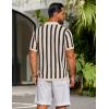 imageCOOFANDY Mens Knit Shirts Short Sleeve Button Down Polo Shirt Striped Casual Summer Beach ShirtsApricot  Black