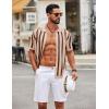 imageCOOFANDY Mens Knit Shirts Short Sleeve Button Down Polo Shirt Striped Casual Summer Beach ShirtsApricot  Caramel