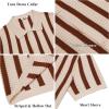 imageCOOFANDY Mens Knit Shirts Short Sleeve Button Down Polo Shirt Striped Casual Summer Beach ShirtsApricot  Caramel