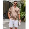 imageCOOFANDY Mens Knit Shirts Short Sleeve Button Down Polo Shirt Striped Casual Summer Beach ShirtsApricot  Caramel
