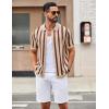 imageCOOFANDY Mens Knit Shirts Short Sleeve Button Down Polo Shirt Striped Casual Summer Beach ShirtsApricot  Caramel