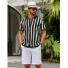 imageCOOFANDY Mens Knit Shirts Short Sleeve Button Down Polo Shirt Striped Casual Summer Beach ShirtsBlack  Beige
