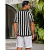 imageCOOFANDY Mens Knit Shirts Short Sleeve Button Down Polo Shirt Striped Casual Summer Beach ShirtsBlack  Beige
