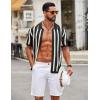 imageCOOFANDY Mens Knit Shirts Short Sleeve Button Down Polo Shirt Striped Casual Summer Beach ShirtsBlack  Beige