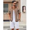imageCOOFANDY Mens Knit Shirts Short Sleeve Button Down Polo Shirt Striped Casual Summer Beach ShirtsCaramel  Beige