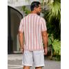 imageCOOFANDY Mens Knit Shirts Short Sleeve Button Down Polo Shirt Striped Casual Summer Beach ShirtsDusty Pink  Beige