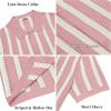 imageCOOFANDY Mens Knit Shirts Short Sleeve Button Down Polo Shirt Striped Casual Summer Beach ShirtsDusty Pink  Beige