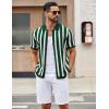 imageCOOFANDY Mens Knit Shirts Short Sleeve Button Down Polo Shirt Striped Casual Summer Beach ShirtsGreen  Beige