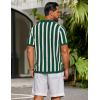 imageCOOFANDY Mens Knit Shirts Short Sleeve Button Down Polo Shirt Striped Casual Summer Beach ShirtsGreen  Beige