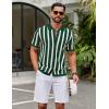 imageCOOFANDY Mens Knit Shirts Short Sleeve Button Down Polo Shirt Striped Casual Summer Beach ShirtsGreen  Beige