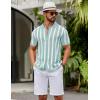 imageCOOFANDY Mens Knit Shirts Short Sleeve Button Down Polo Shirt Striped Casual Summer Beach ShirtsIce Green  White