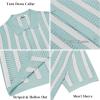 imageCOOFANDY Mens Knit Shirts Short Sleeve Button Down Polo Shirt Striped Casual Summer Beach ShirtsIce Green  White