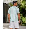 imageCOOFANDY Mens Knit Shirts Short Sleeve Button Down Polo Shirt Striped Casual Summer Beach ShirtsIce Green  White