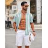 imageCOOFANDY Mens Knit Shirts Short Sleeve Button Down Polo Shirt Striped Casual Summer Beach ShirtsIce Green  White