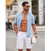 imageCOOFANDY Mens Knit Shirts Short Sleeve Button Down Polo Shirt Striped Casual Summer Beach ShirtsLight Blue  White