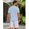 imageCOOFANDY Mens Knit Shirts Short Sleeve Button Down Polo Shirt Striped Casual Summer Beach ShirtsLight Blue  White