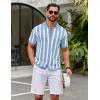 imageCOOFANDY Mens Knit Shirts Short Sleeve Button Down Polo Shirt Striped Casual Summer Beach ShirtsLight Blue  White